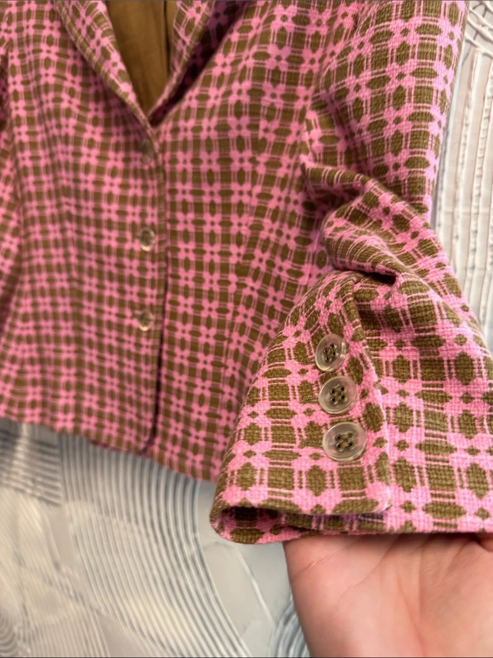 Express Pink and Brown Checked Blazer Jacket
